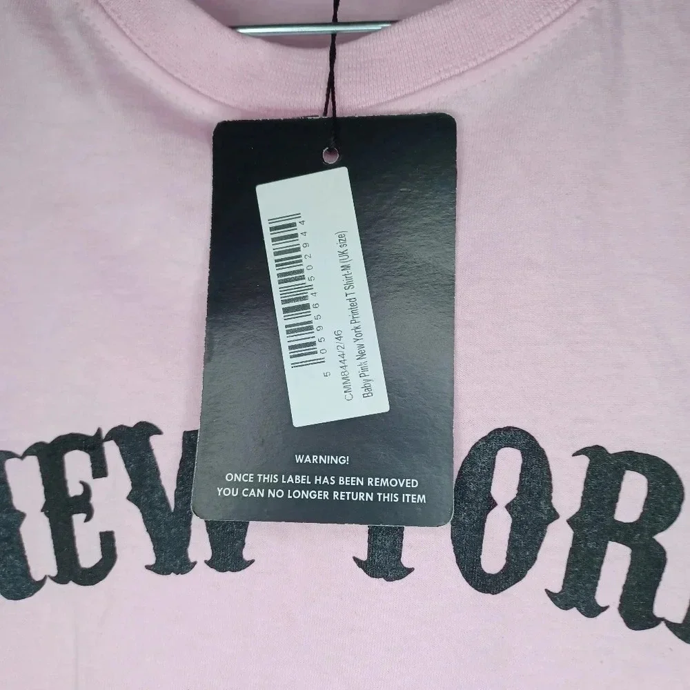 Prettylittlething baby pink New York t-shirt NWT - Picture 6 of 8